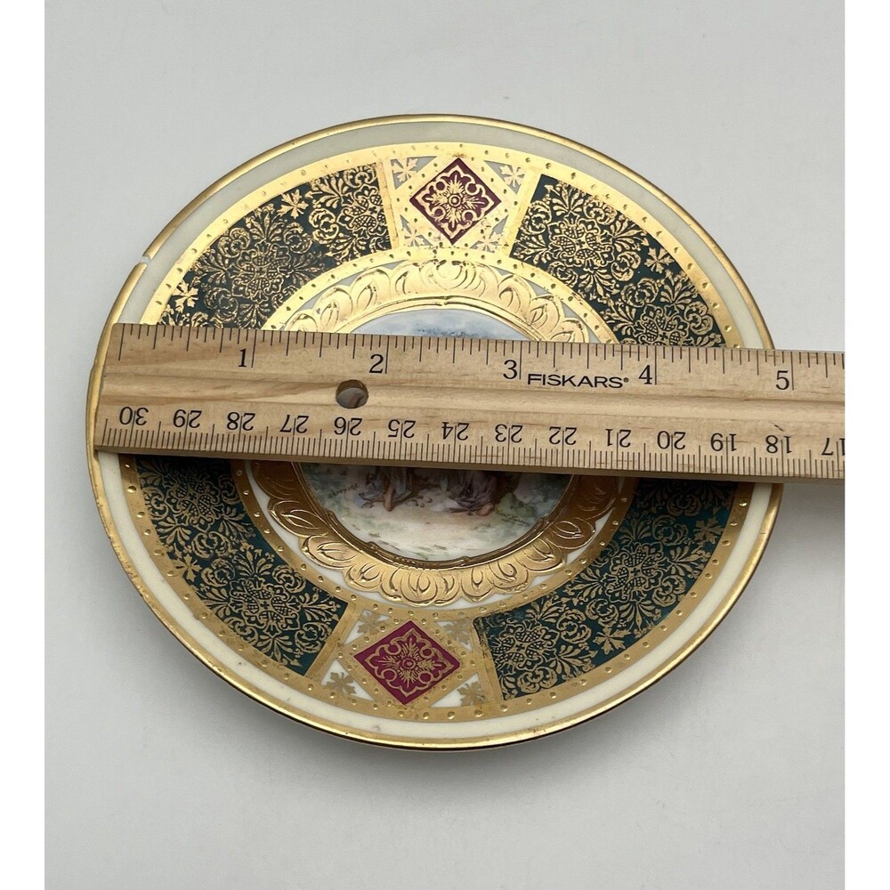 Antique Austrian Royal Vienna Style Hand Painted 9" Porcelain Plate Sappho Gilt - Picture 6 of 7